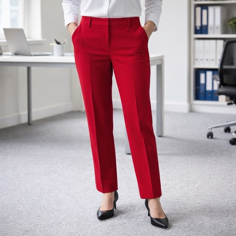 NEW Ann Taylor Petite Cherry Red Ponte Knit Career Pants Valentine's Event 2P